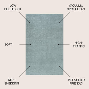 Haze Solid Low-pile Area Rug Light Blue